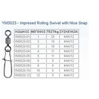 Στριφταροπαραμάνα TOP ONE IMPRESSED ROLLING SWIVEL WITH NICE SNAP
