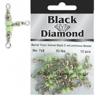 Στριφτάρι T Black Diamond Triple Barrel Swivel w/ luminous Head